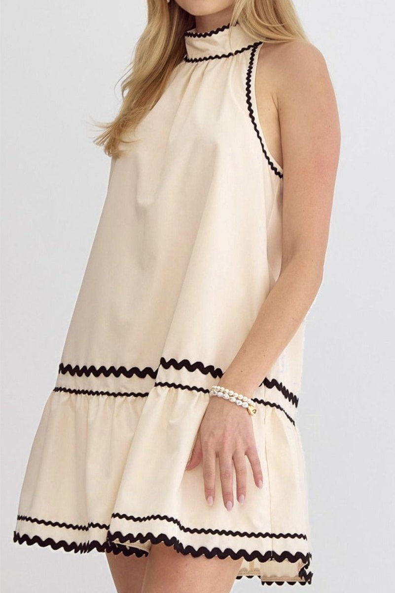 Stripe Ric Rac Trim Sleeveless Mini Dress - New Arrivals