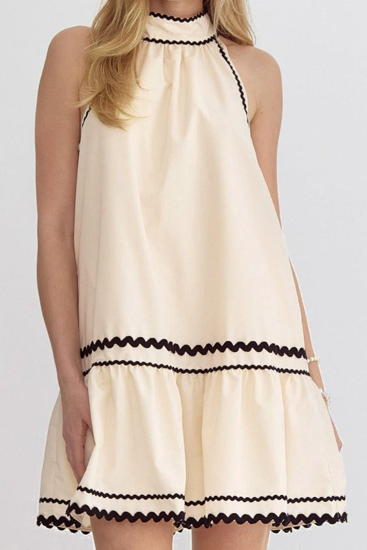 Stripe Ric Rac Trim Sleeveless Mini Dress - New Arrivals