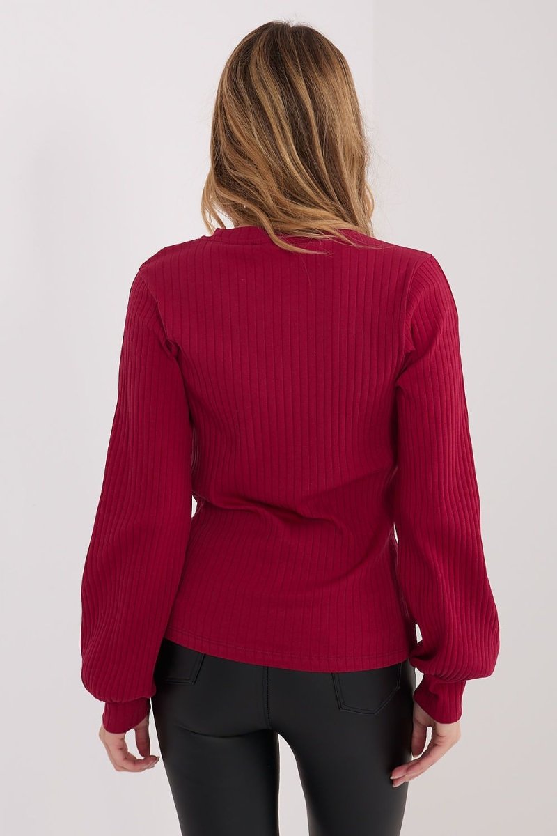 Striped Blouse with Puffy Sleeves - 