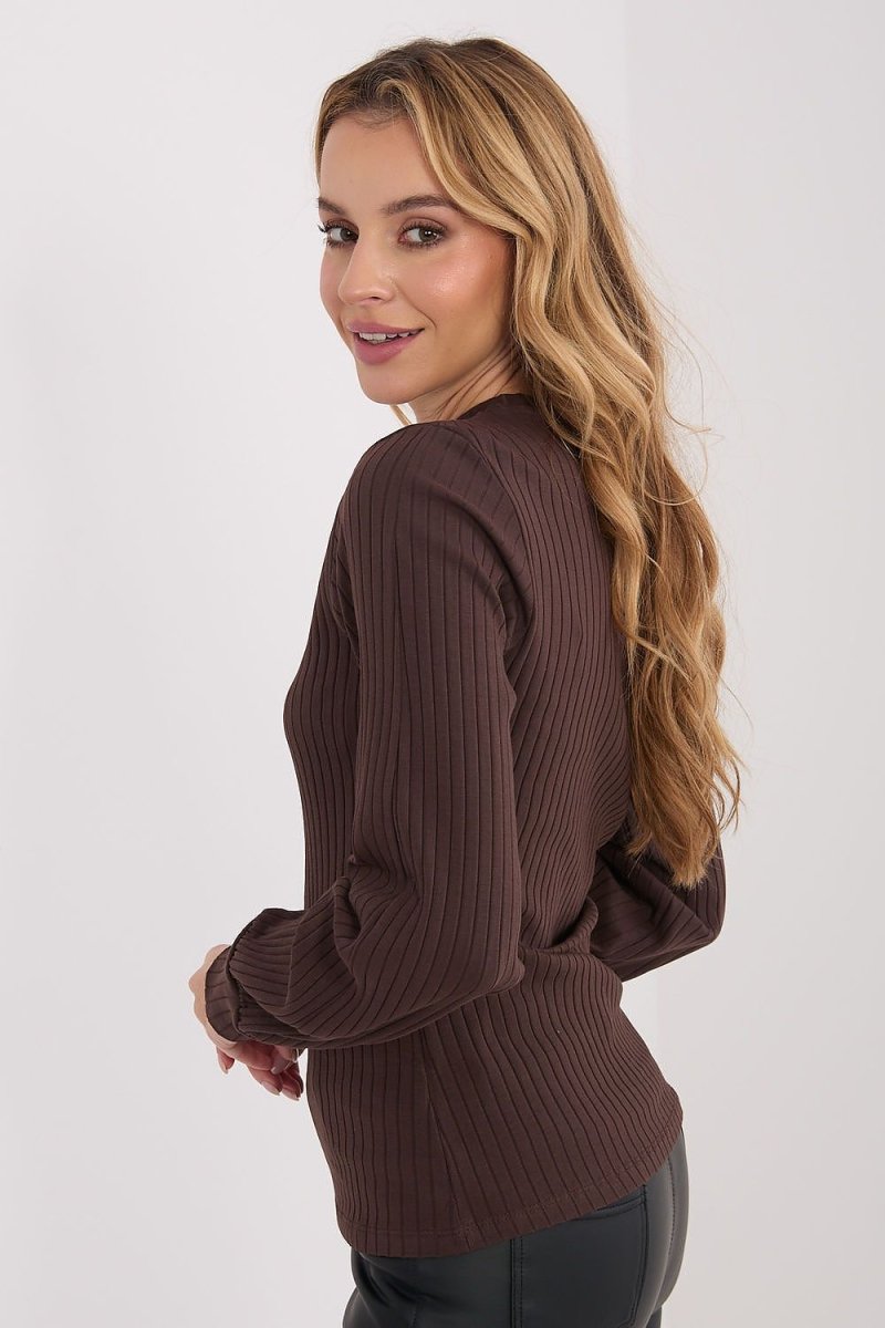 Striped Blouse with Puffy Sleeves - 