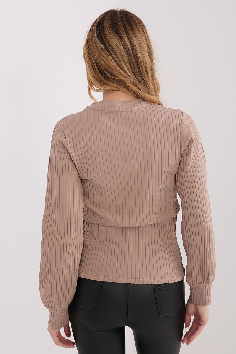 Striped Blouse with Puffy Sleeves - 