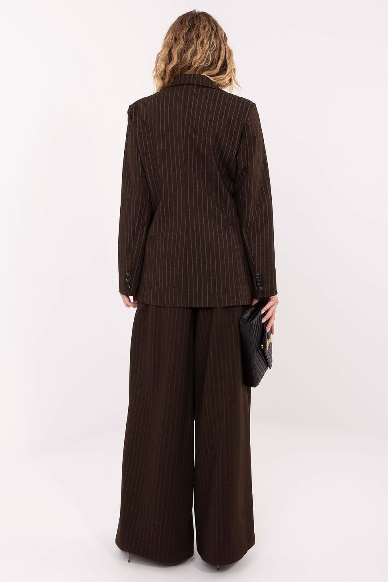 Striped Double - Breasted Blazer with Lining - 