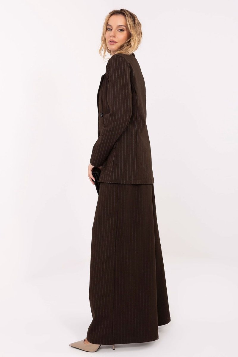 Striped Double - Breasted Blazer with Lining - 