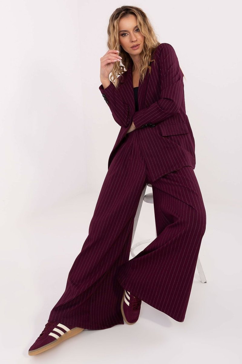 Striped Double - Breasted Blazer with Lining - 