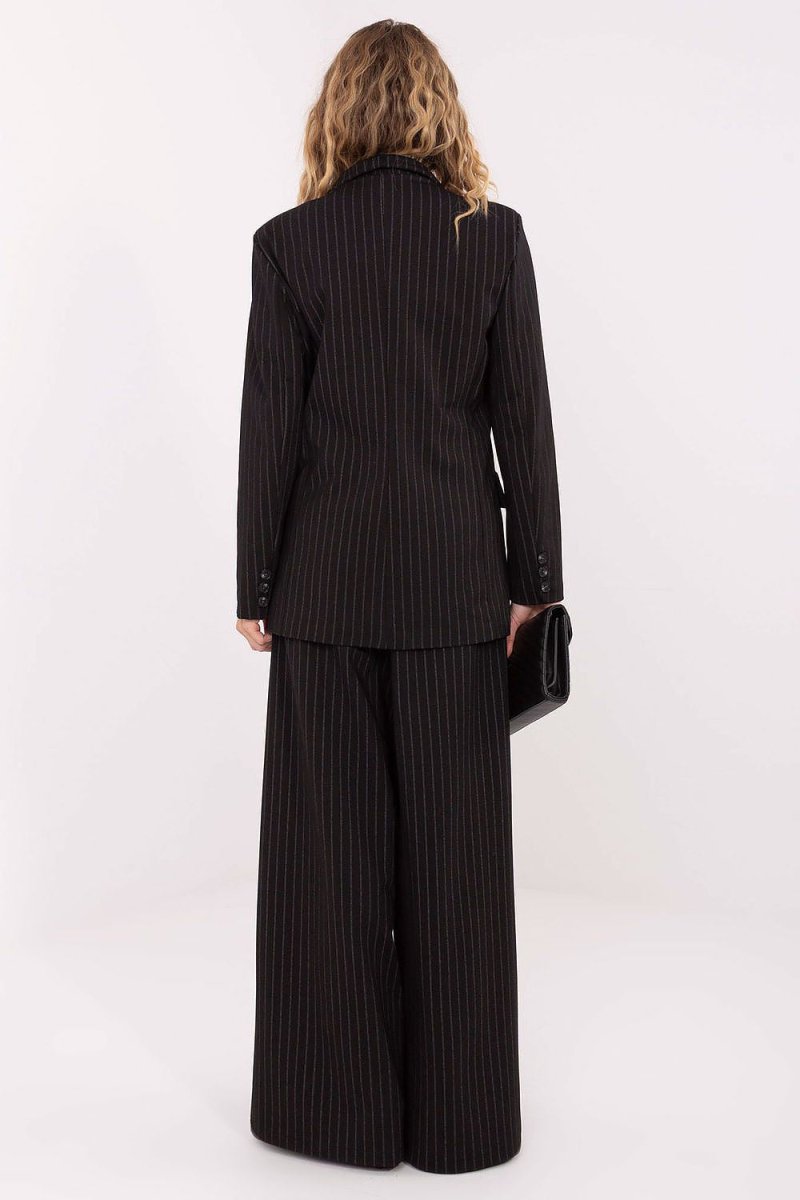 Striped Double - Breasted Blazer with Lining - 