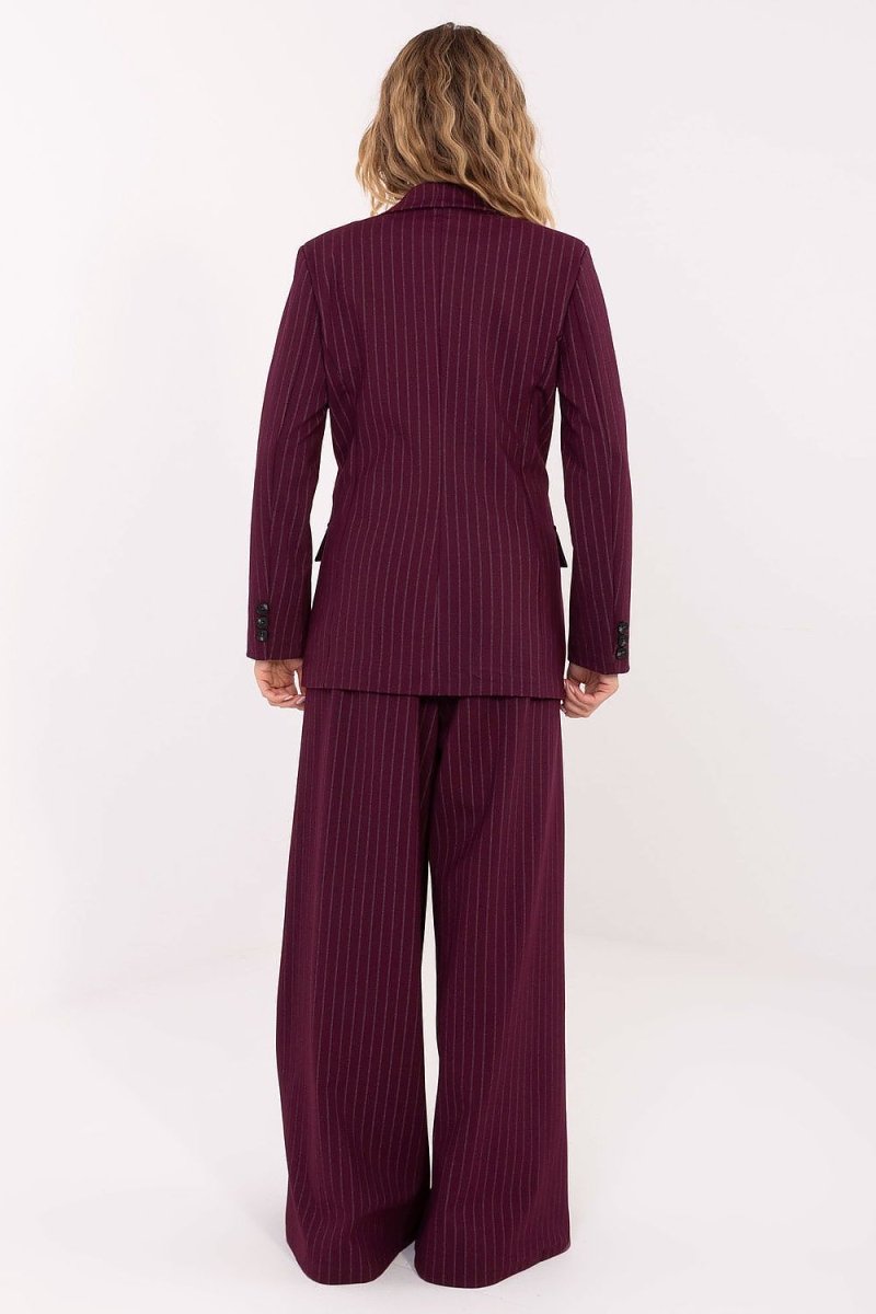 Striped Double - Breasted Blazer with Lining - 