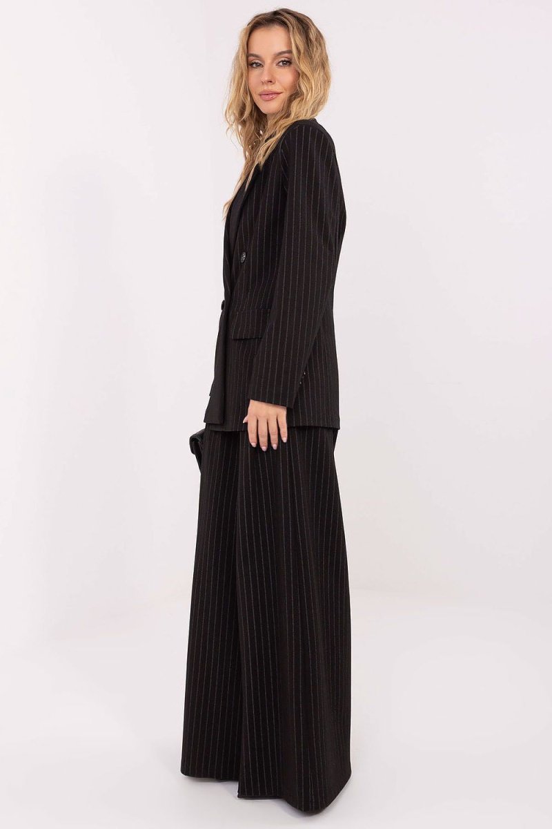 Striped Double - Breasted Blazer with Lining - 