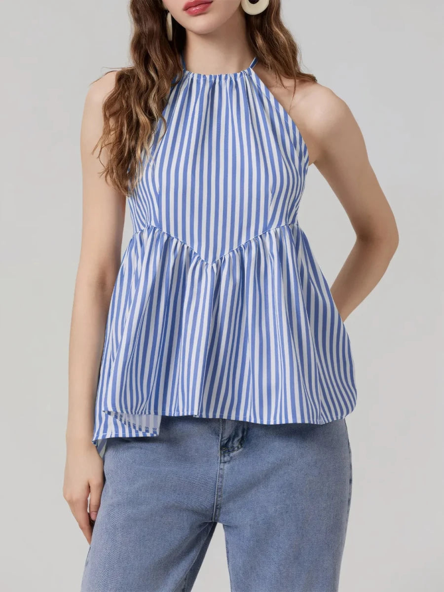 Striped Halter Neck Cami - 
