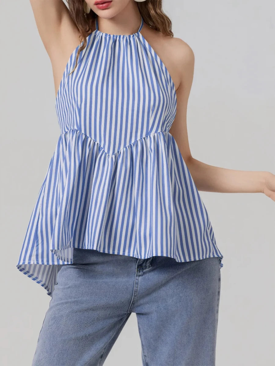 Striped Halter Neck Cami - 