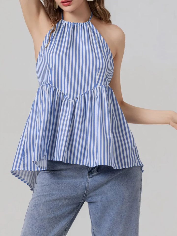 Striped Halter Neck Cami - 