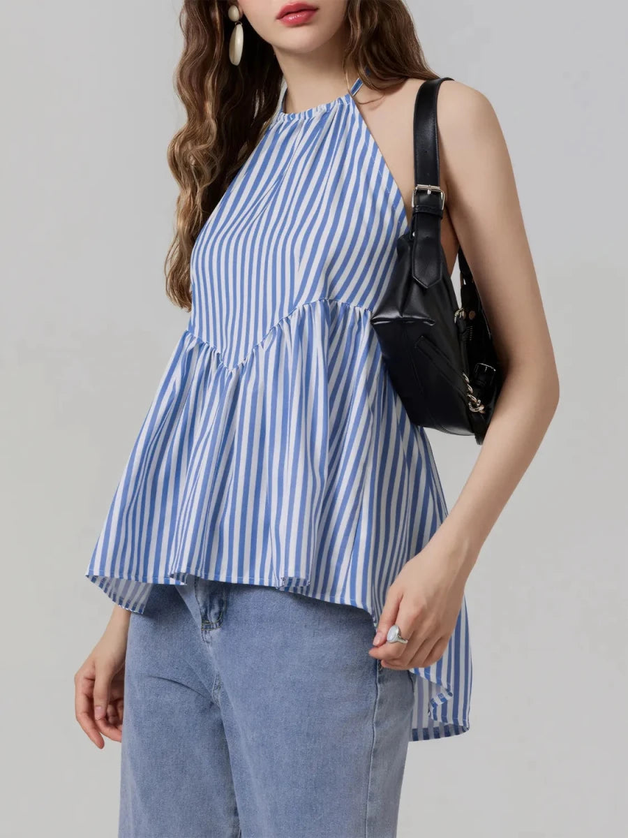 Striped Halter Neck Cami - 