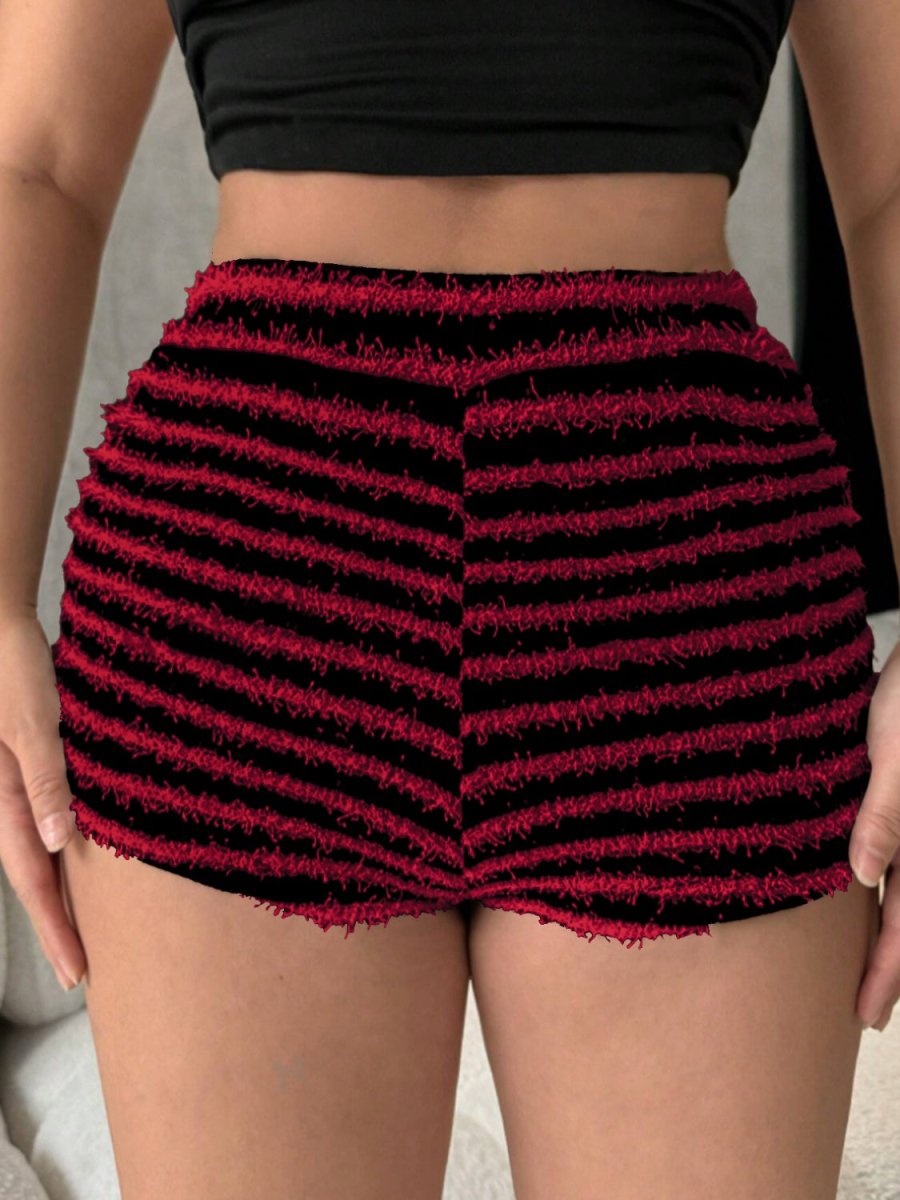 Striped High Waist Shorts - Bottoms