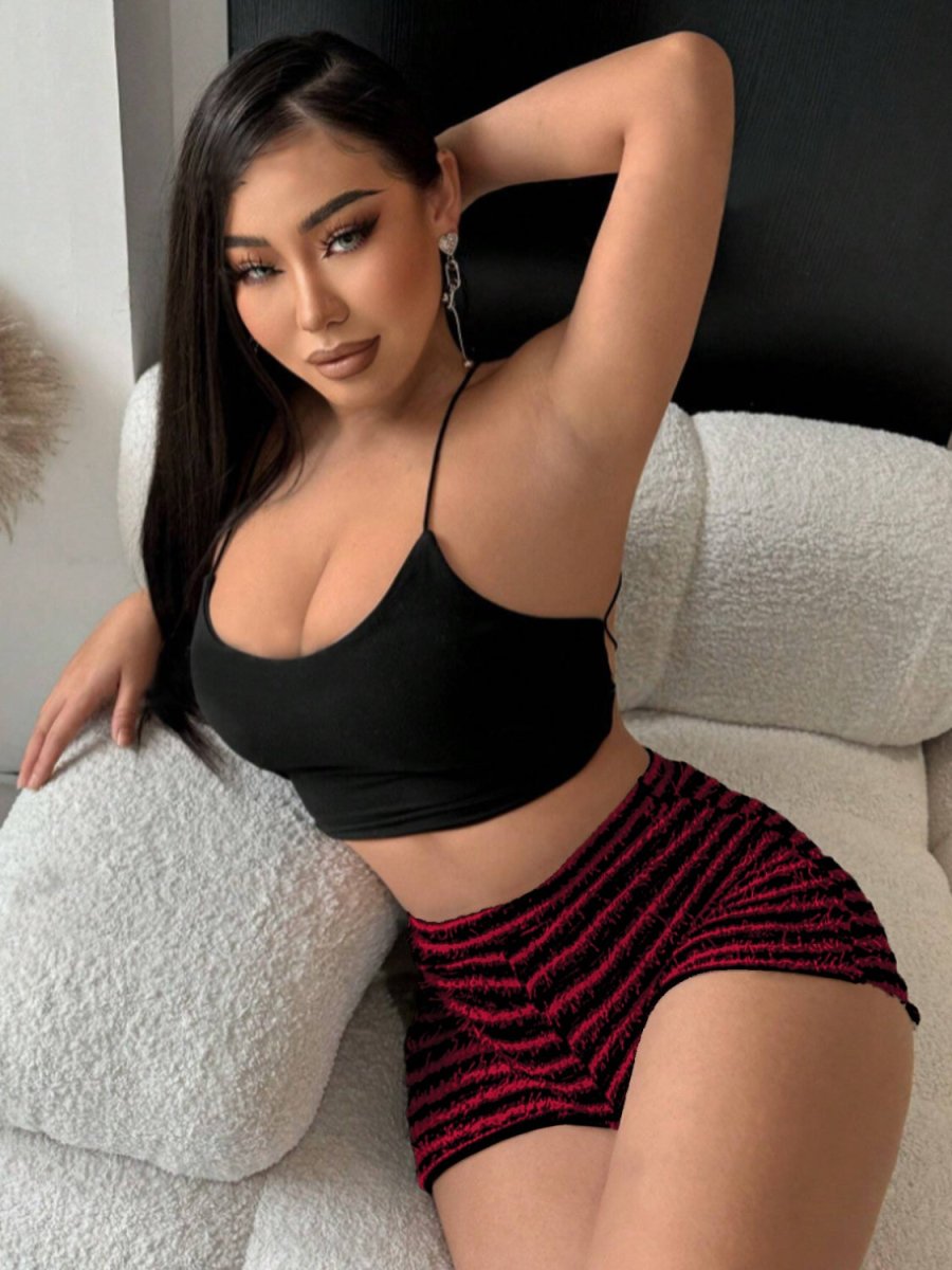 Striped High Waist Shorts - Bottoms