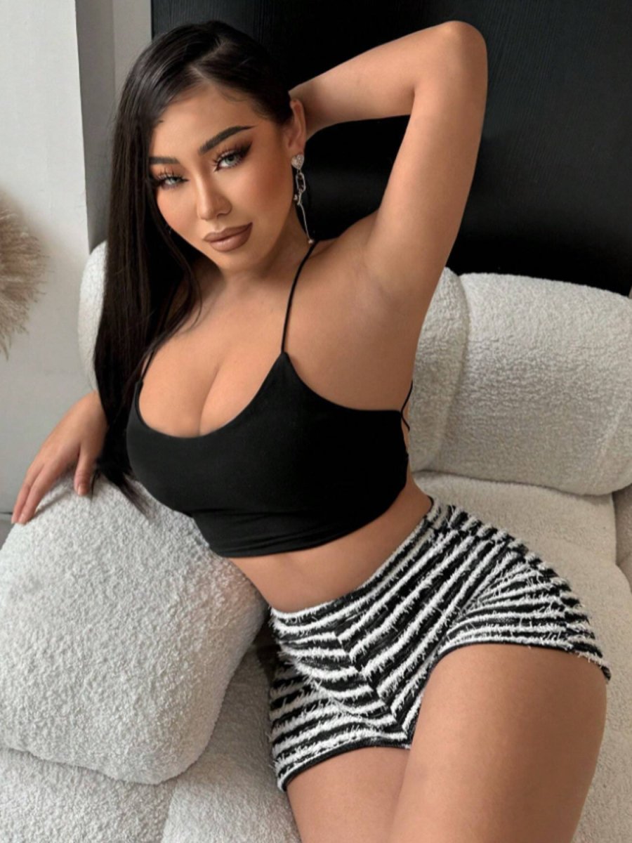 Striped High Waist Shorts - Bottoms