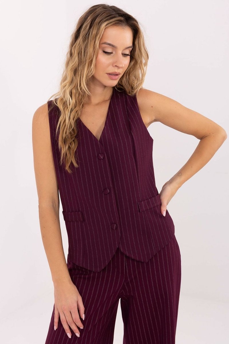 Striped Material Vest - 