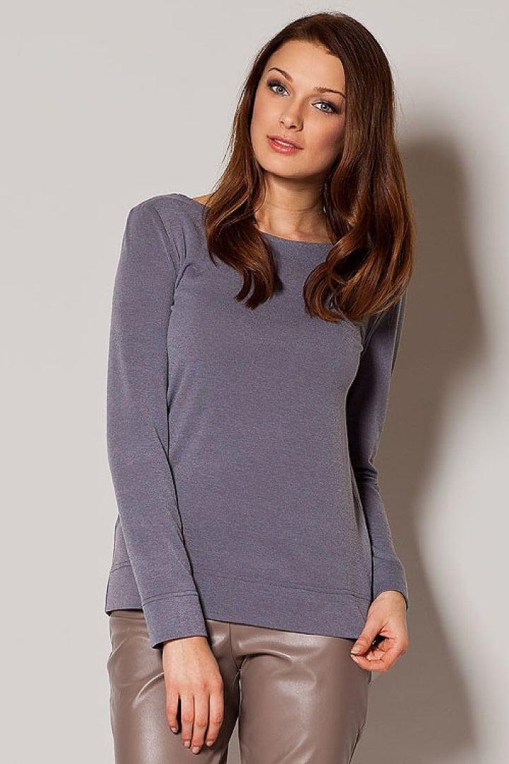 Stylish Jumper Sweater in Casual Style with Long Sleeves and Boat Neckline - Outerwear