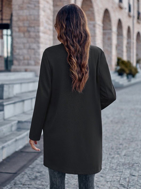 Stylish stand collar versatile mid - size jacket coat - Outerwear