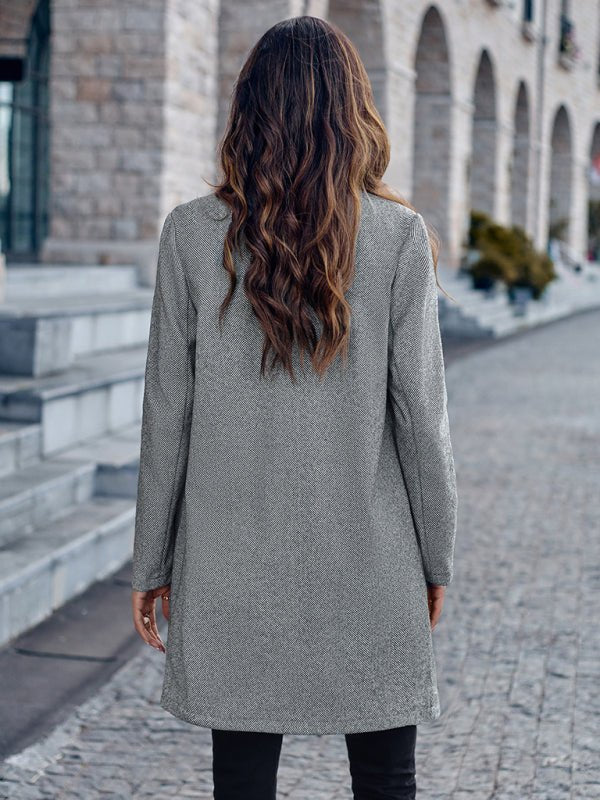 Stylish stand collar versatile mid - size jacket coat - Outerwear