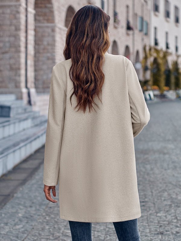 Stylish stand collar versatile mid - size jacket coat - Outerwear