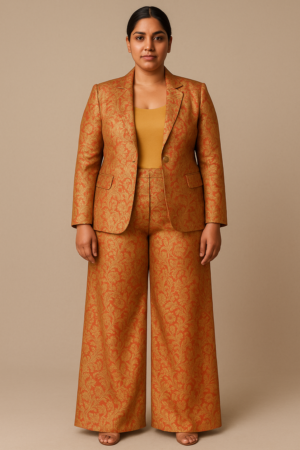 Custom Brocade woven design festive & party co-ord set stitched