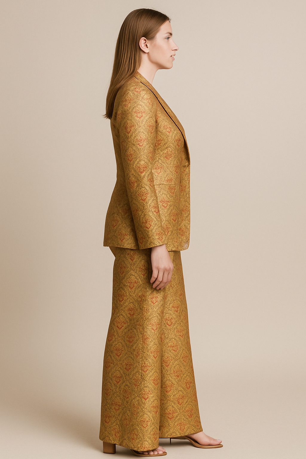 Custom Brocade woven design festive & party co-ord set stitched