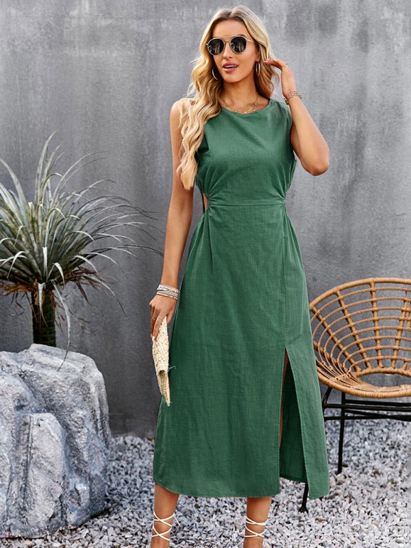 Summer Temperament Waistless Long Sleeveless Sundress - Formal Dress