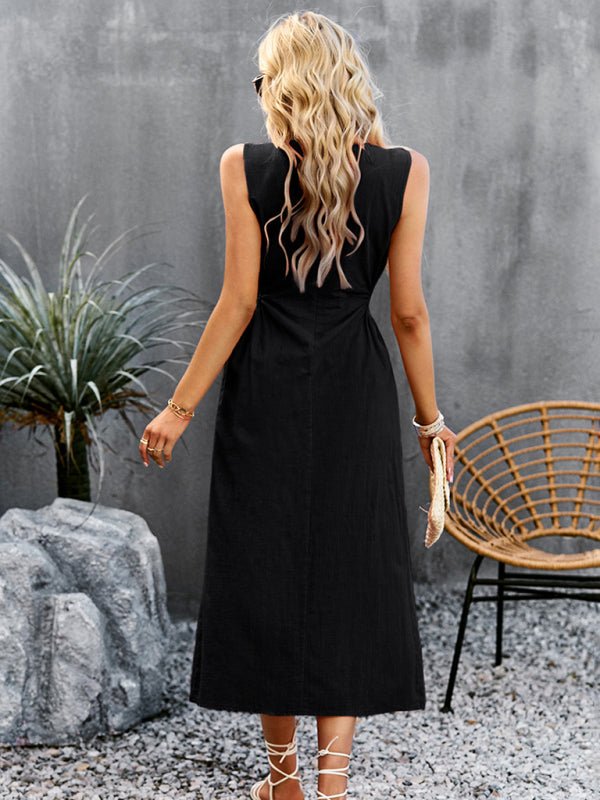 Summer Temperament Waistless Long Sleeveless Sundress - Formal Dress