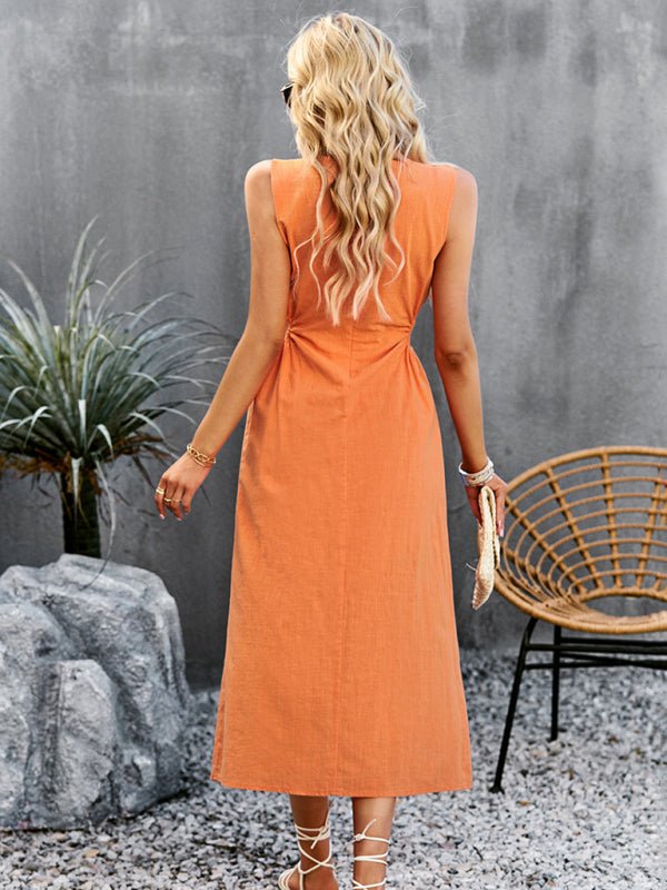 Summer Temperament Waistless Long Sleeveless Sundress - Formal Dress