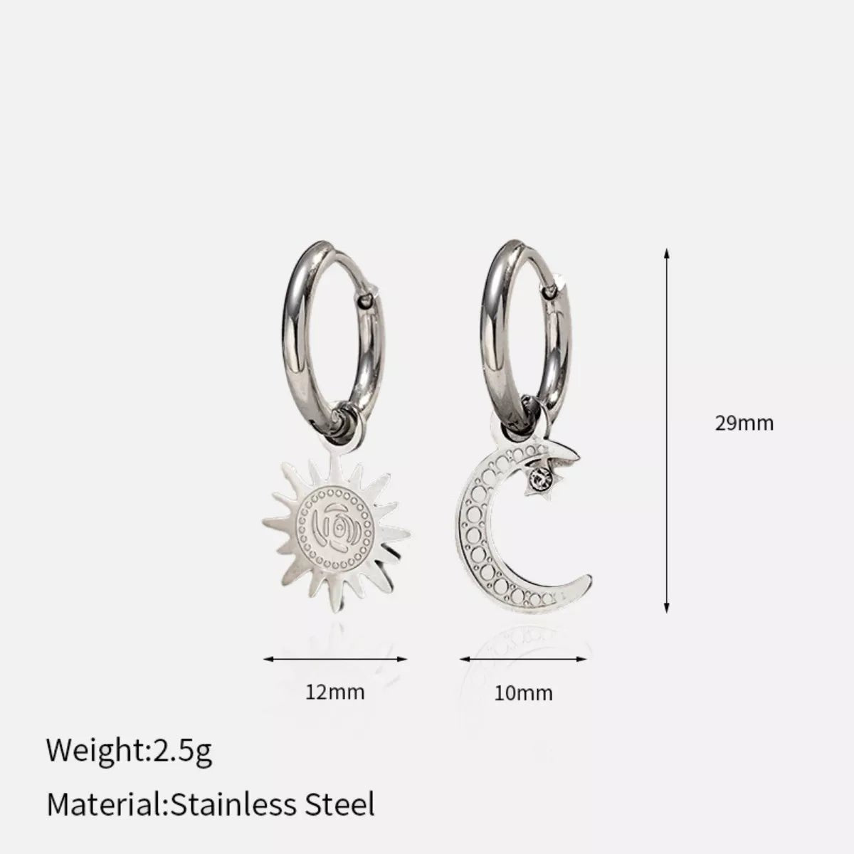 Sun and Moon Dangle Hoop Earrings - 