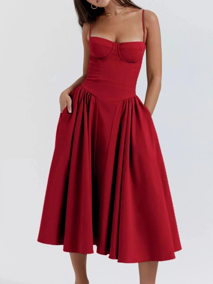 Sweetheart Neck Midi Cami Dress - 