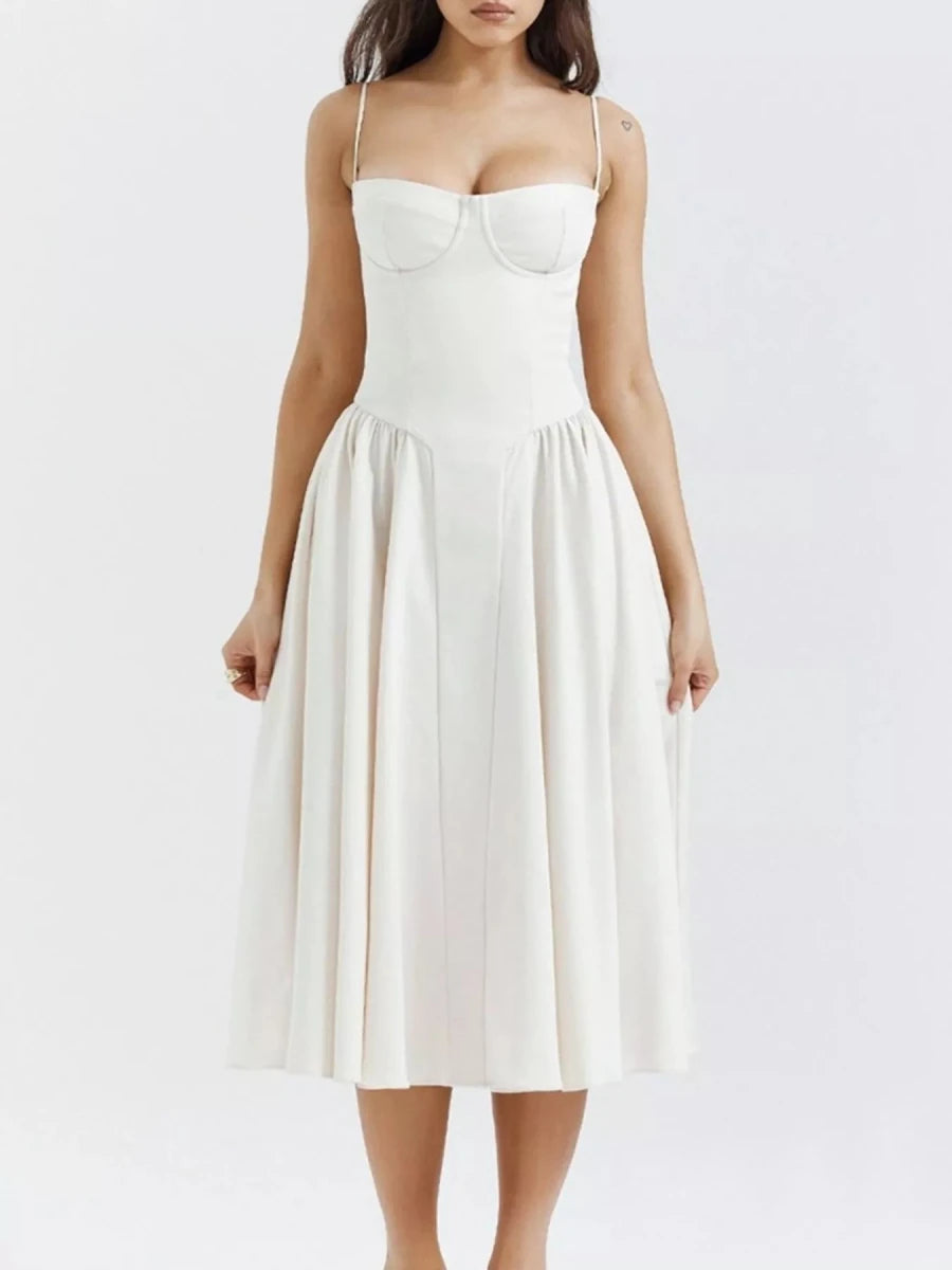 Sweetheart Neck Midi Cami Dress - 