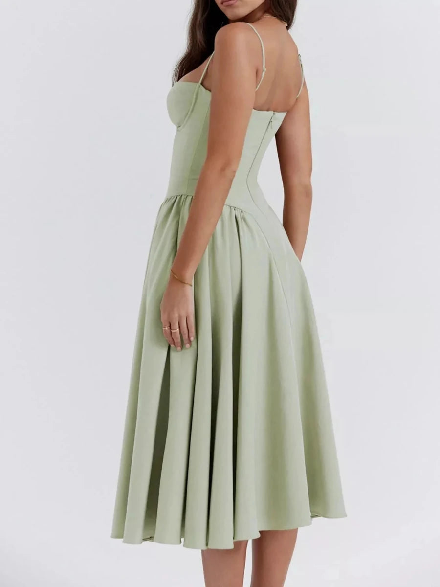 Sweetheart Neck Midi Cami Dress - 