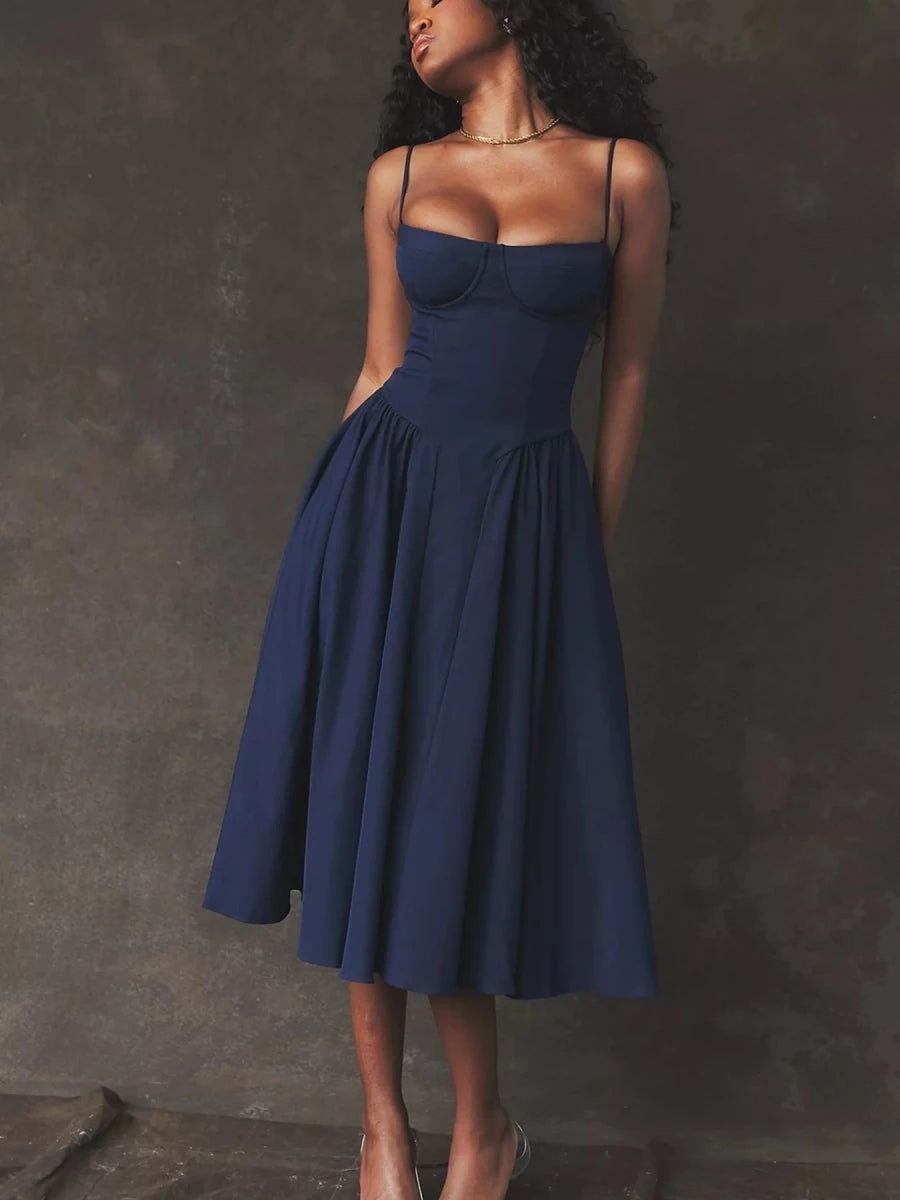 Sweetheart Neck Midi Cami Dress - 