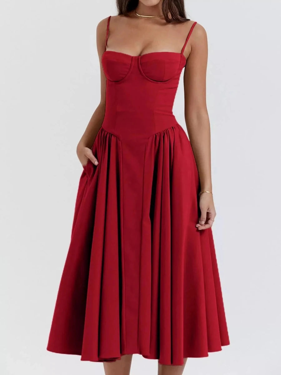 Sweetheart Neck Midi Cami Dress - 