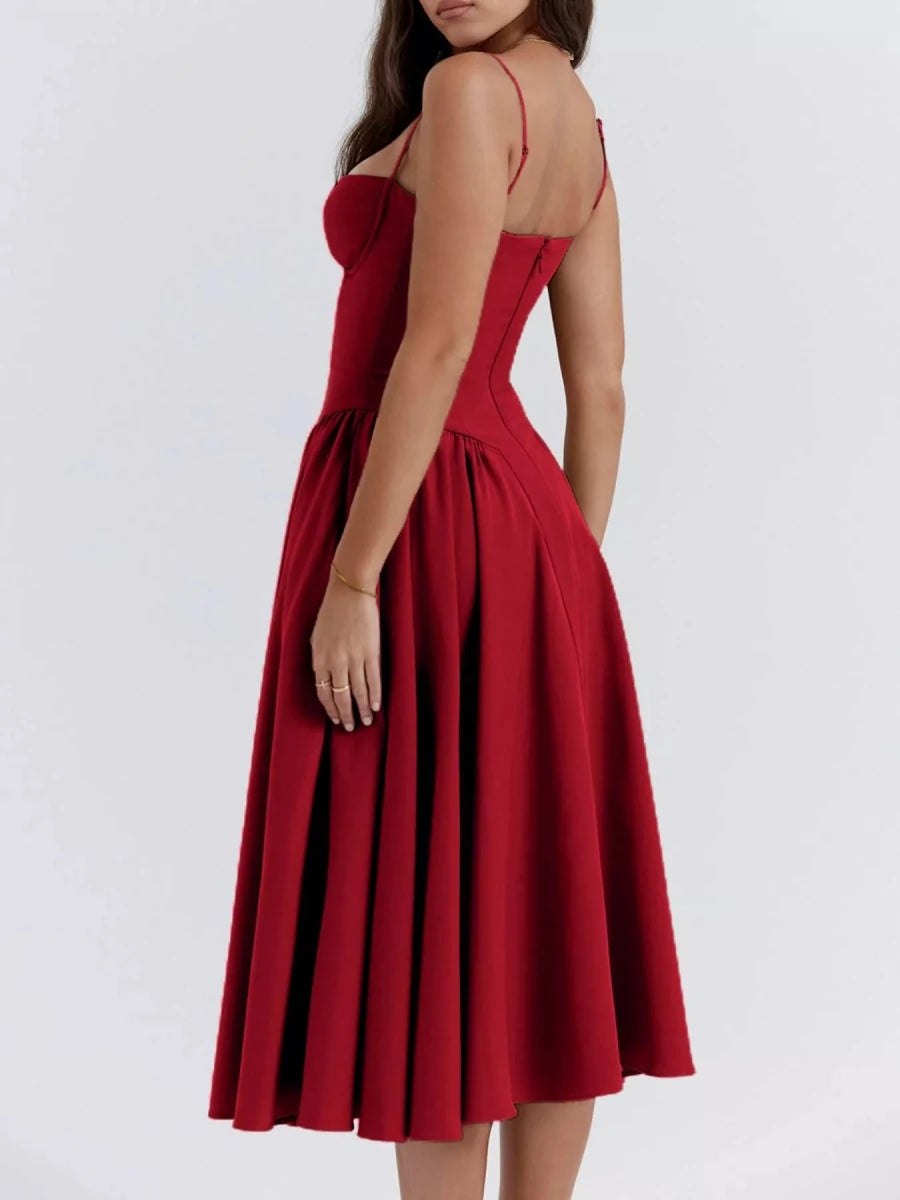 Sweetheart Neck Midi Cami Dress - 