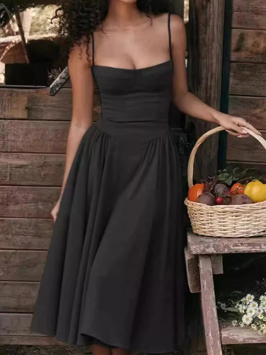 Sweetheart Neck Midi Cami Dress - 