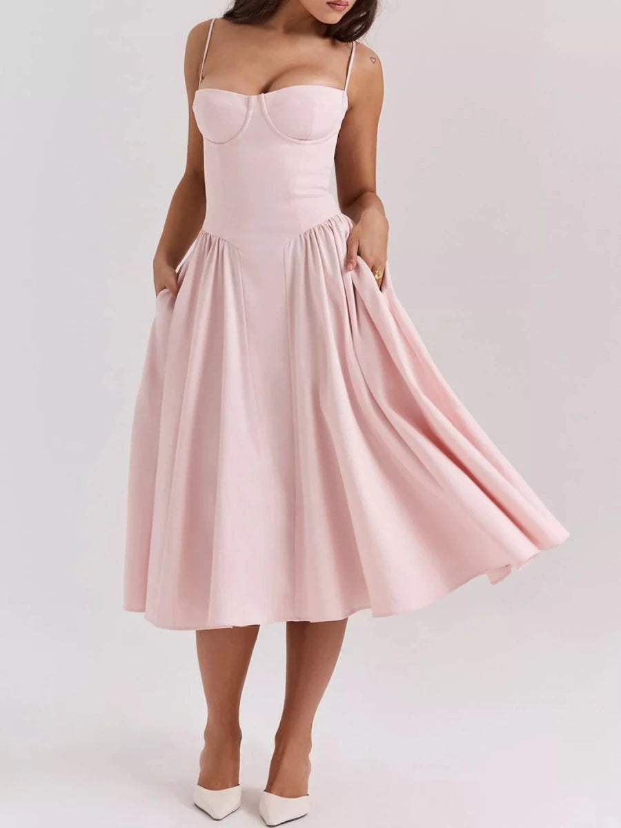 Sweetheart Neck Midi Cami Dress - 