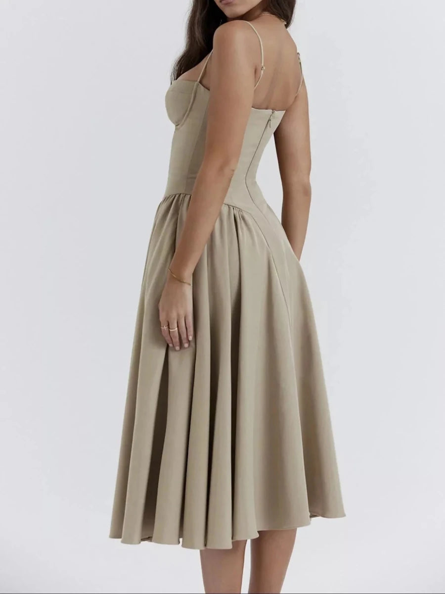 Sweetheart Neck Midi Cami Dress - 