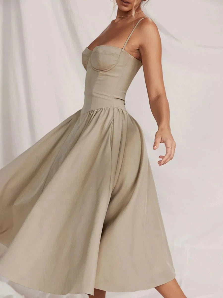 Sweetheart Neck Midi Cami Dress - 