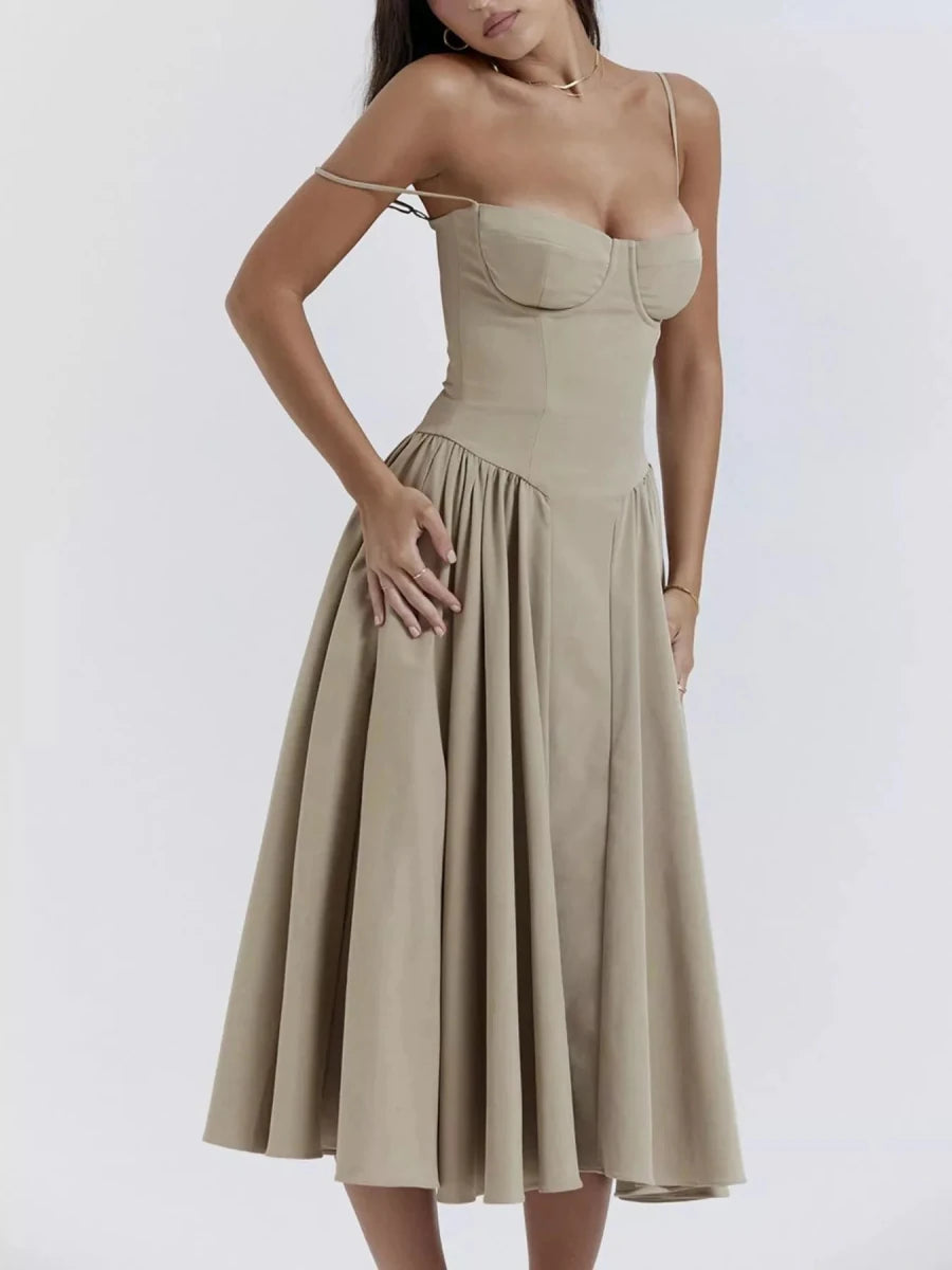 Sweetheart Neck Midi Cami Dress - 