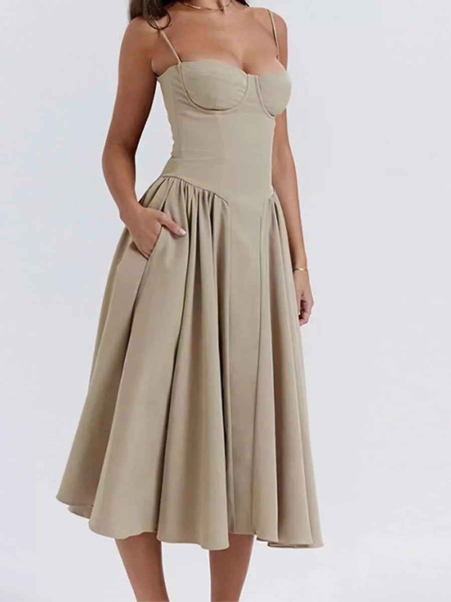Sweetheart Neck Midi Cami Dress - 