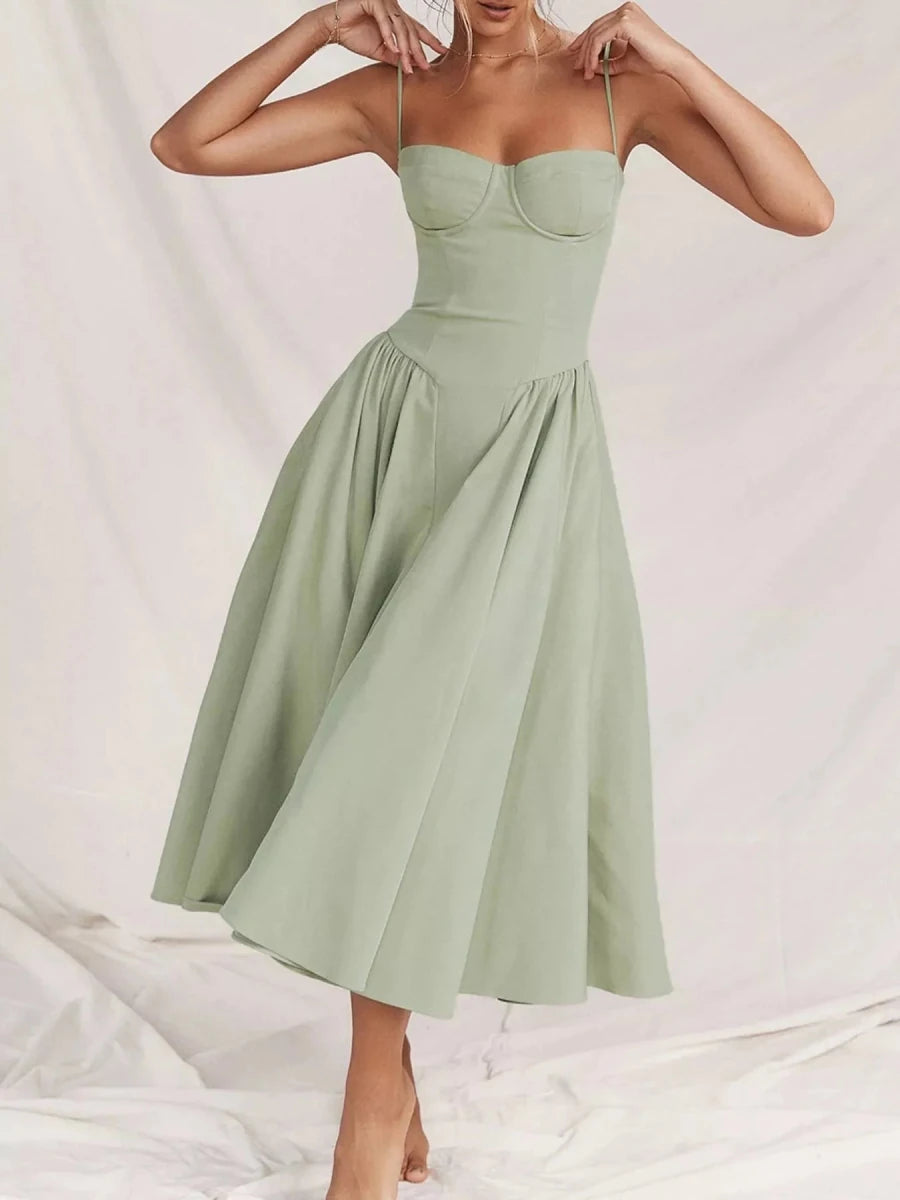 Sweetheart Neck Midi Cami Dress - 