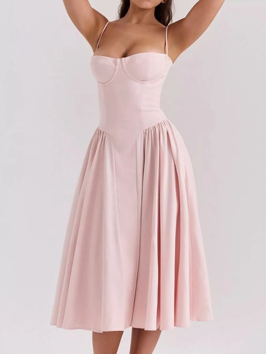 Sweetheart Neck Midi Cami Dress - 