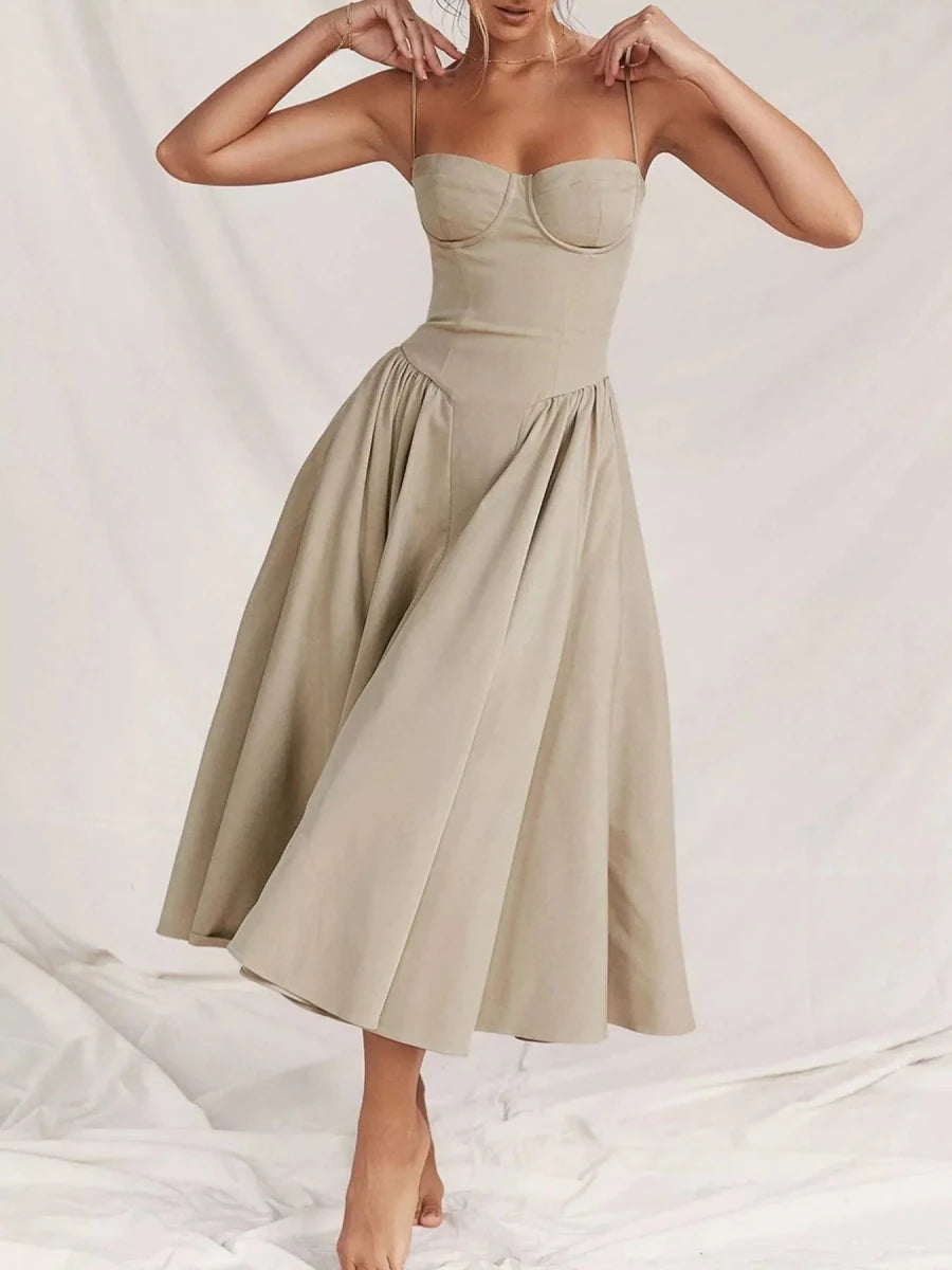 Sweetheart Neck Midi Cami Dress - 
