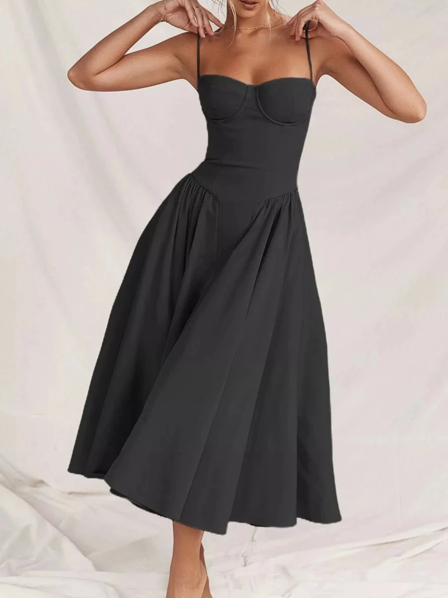 Sweetheart Neck Midi Cami Dress - 