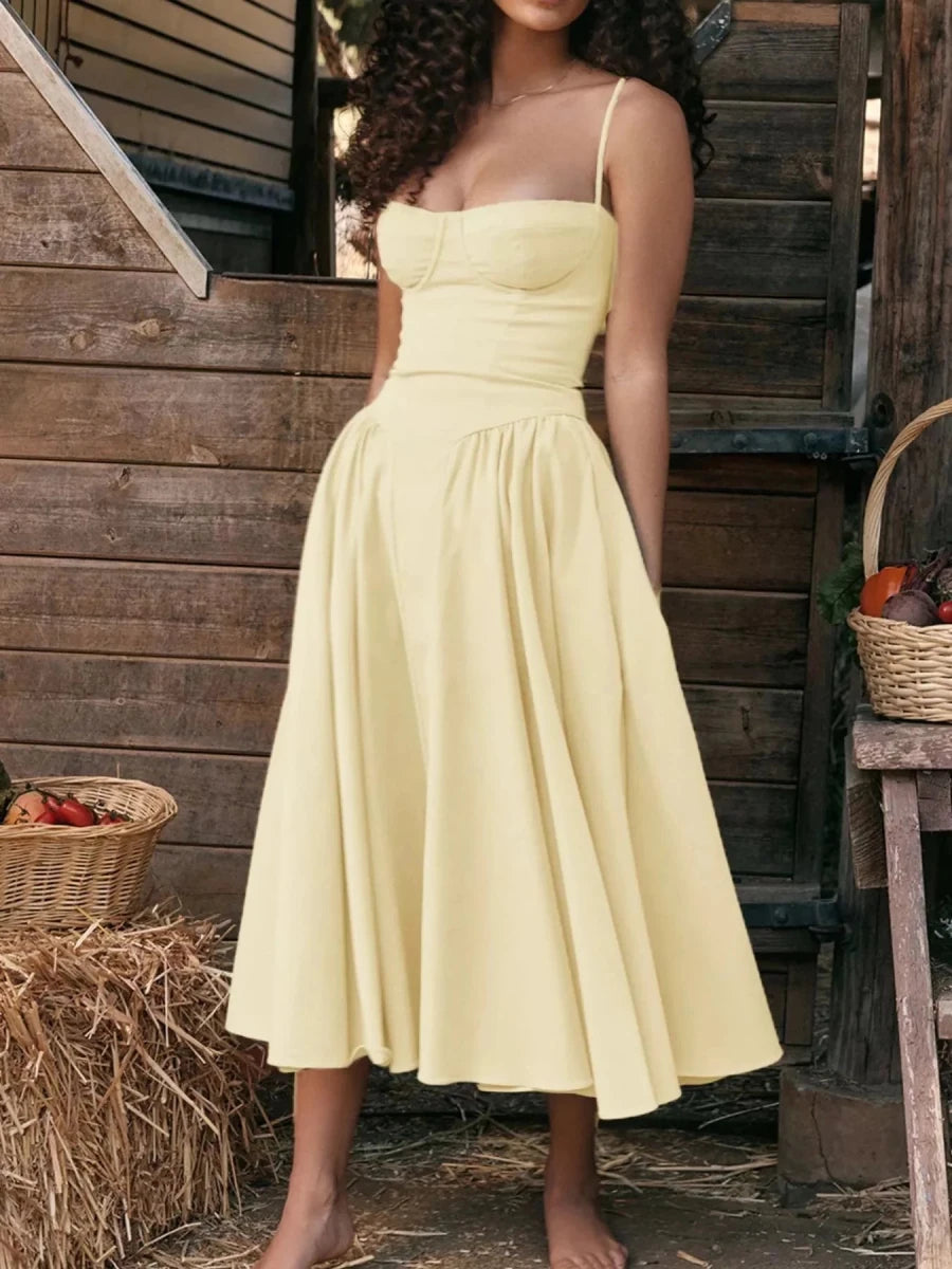 Sweetheart Neck Midi Cami Dress - 
