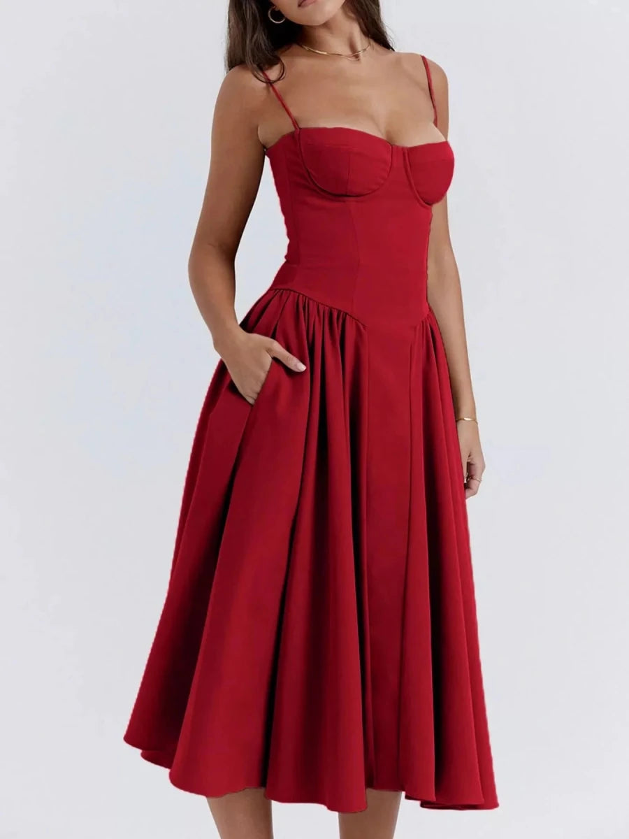 Sweetheart Neck Midi Cami Dress - 