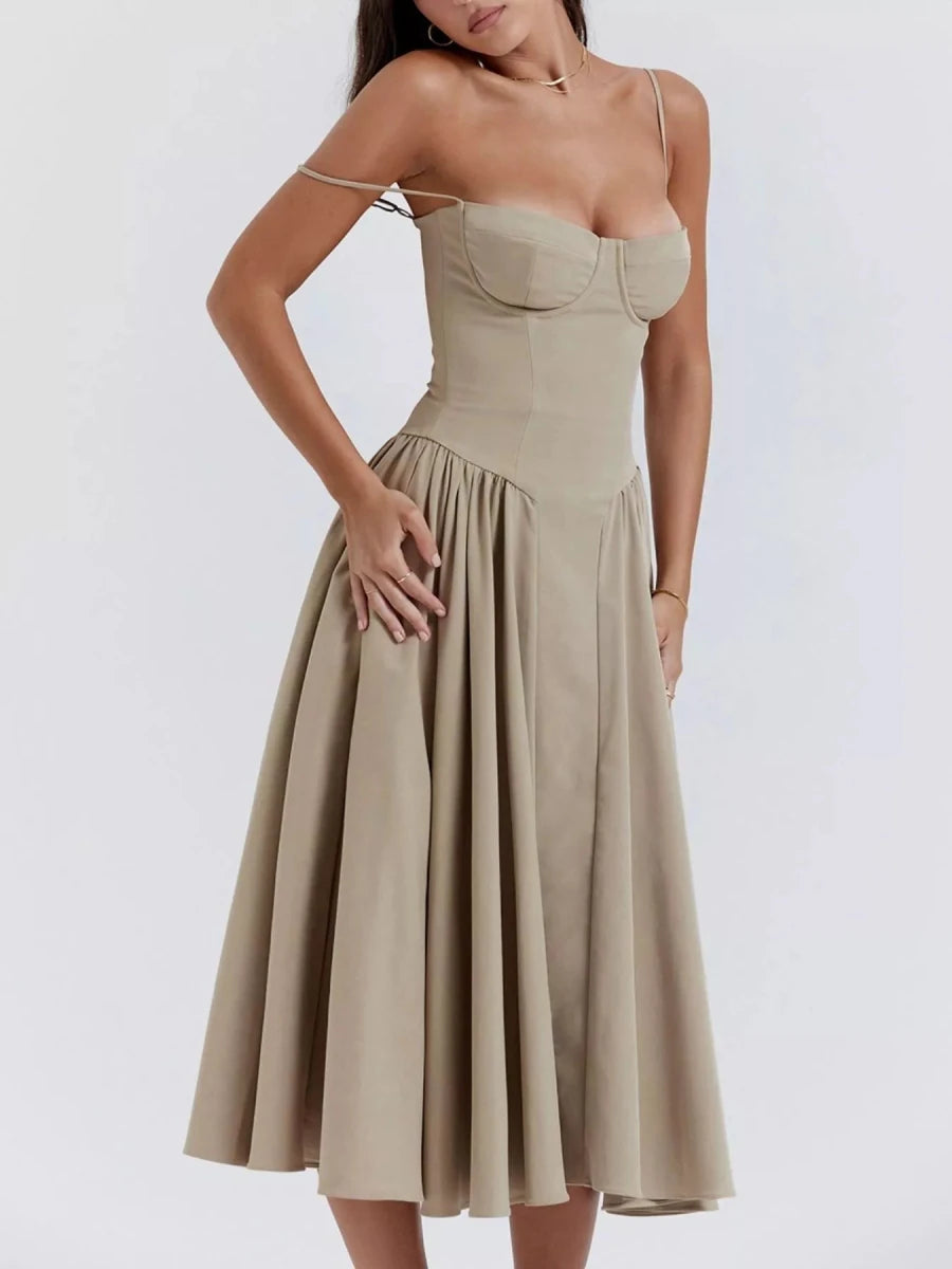 Sweetheart Neck Midi Cami Dress - 