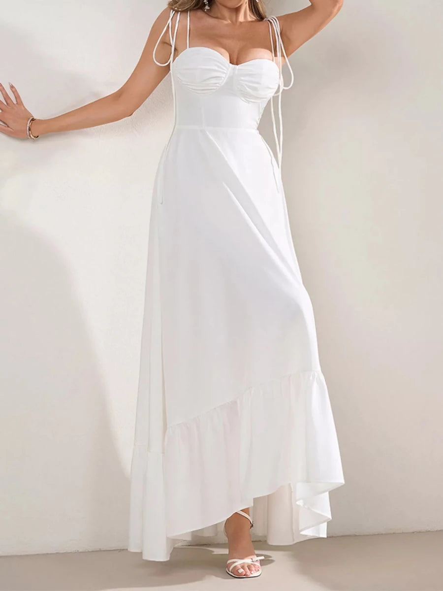 Sweetheart Neck Ruffle Hem Maxi Dress - 