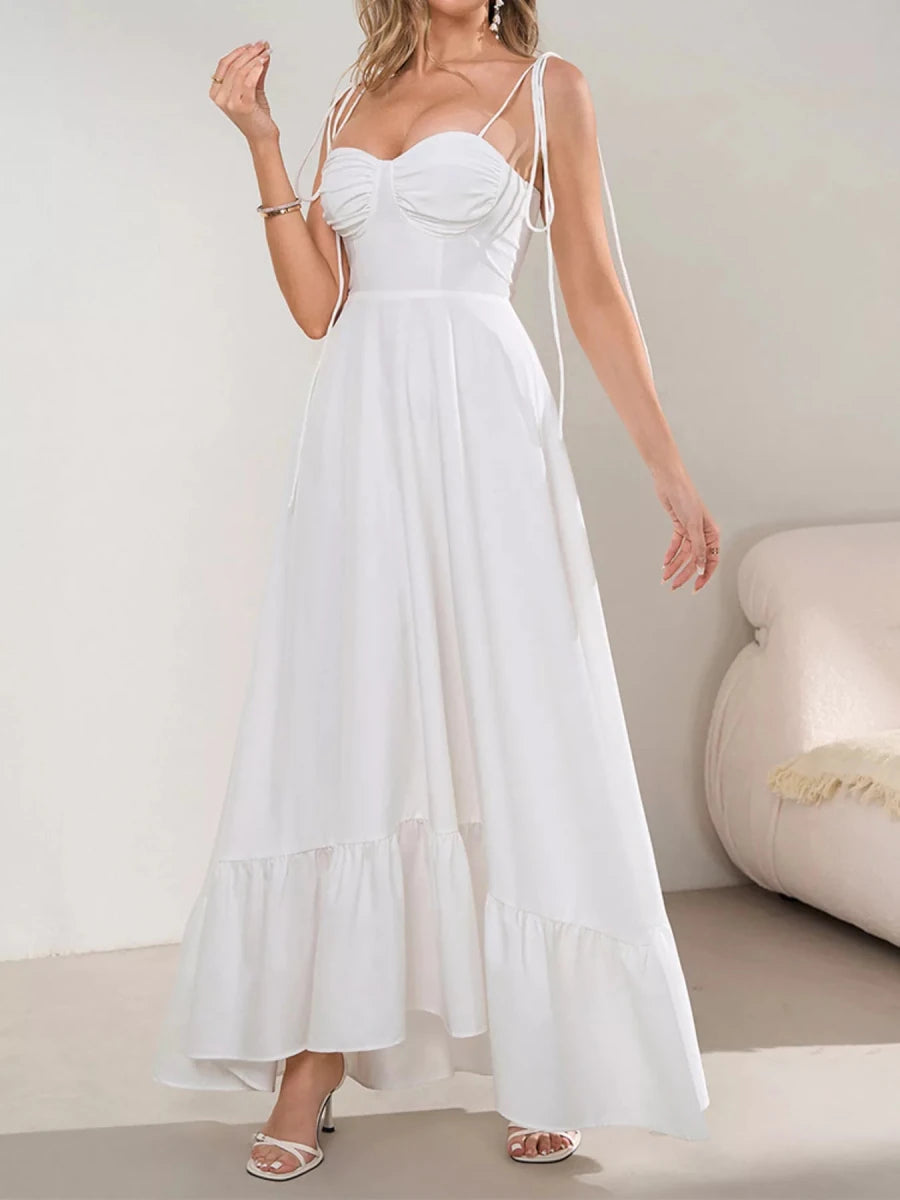 Sweetheart Neck Ruffle Hem Maxi Dress - 
